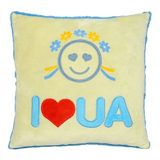 Подушка в машину декоративная "I love UA" желто-голубая Tigres