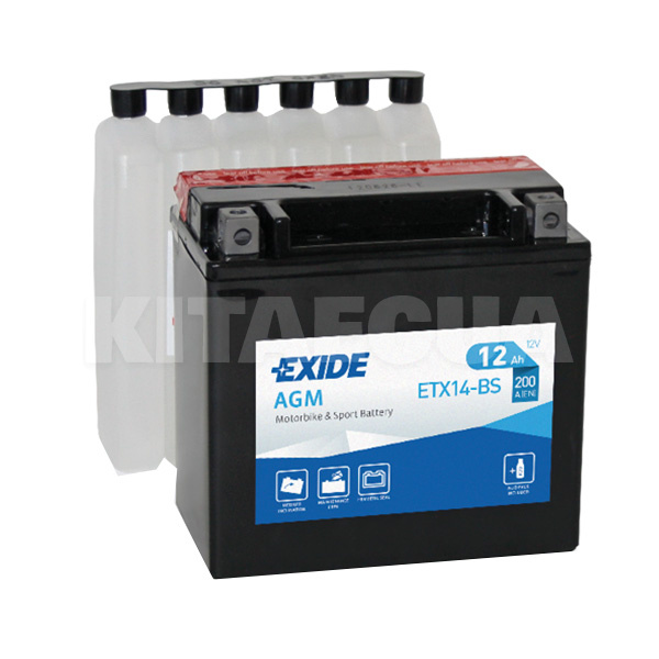 Мото аккумулятор 12Ач 200А "+" слева EXIDE (ETX14-BS)