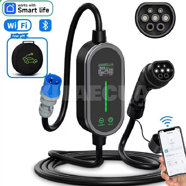 Зарядка для електромобіля Type 2 7.4 Квт 32А 1-фаза Wi-Fi Afyeev (AF7-32-1PH-TP2-WF)