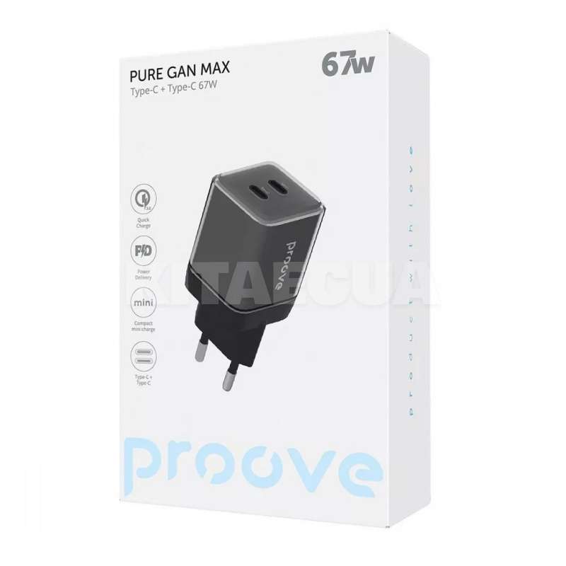 Зарядное устройство 67W 2Type-C Pure GaN Max черное PROOVE (600700001) - 2