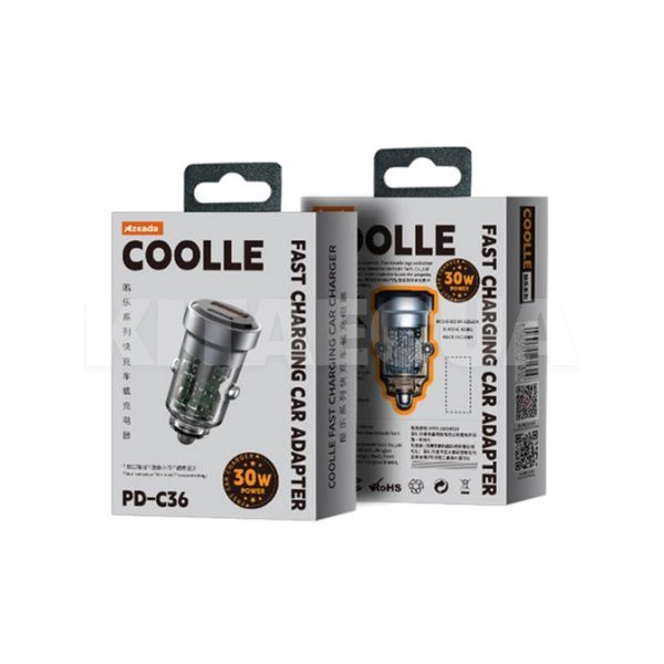 Автомобильное зарядное устройство 1 USB / 1 Type-C 30W черное AZEADA Coolle PD-C36 Proda (PD-C36-BK-Proda) - 5