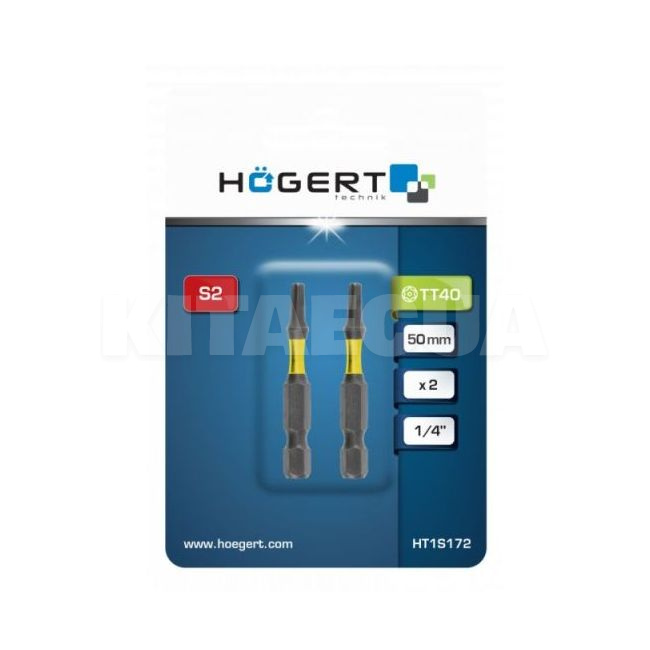 Біта ударна Т40 1/4" 50 мм 2 шт HOGERT (HT1S172) - 2
