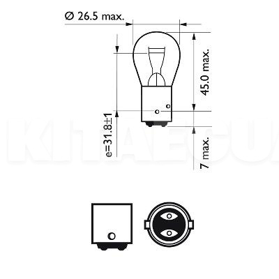 Лампа розжарювання 12V 21/4W Vision PHILIPS (PS 12594 CP) - 2