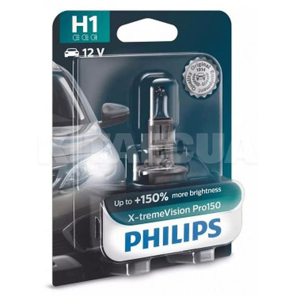 Галогенна лампа H1 55W 12V X-tremeVision +150% PHILIPS (12258XVPB1) - 2
