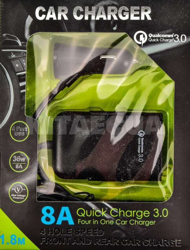 Автомобільний зарядний пристрій 4 USB 8a Qualcom 3.0 Black CQC-410 XoKo (CQC-410-BK-XoKo) - 2