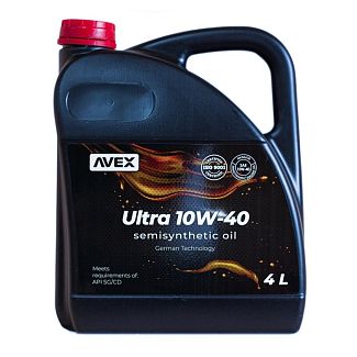 Масло моторное ULTRA 4л 10W-40 полусинтетическое AVEX