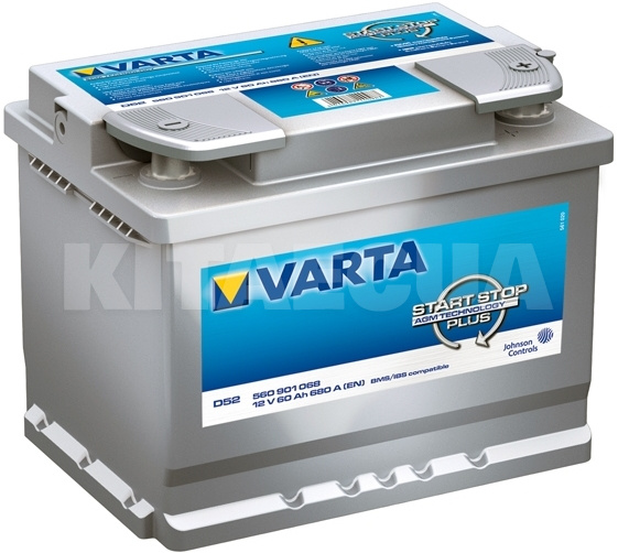Акумулятор 60аг Euro (T1) 242x175x190 із зворотною полярністю 680A START-STOP Silver Dynamic VARTA (VT 560901S)