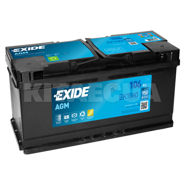 Акумулятор автомобільний 106Ач 950А "+" праворуч EXIDE (EK1060)
