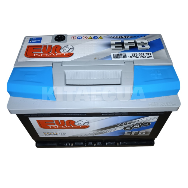 Аккумулятор автомобильный 75Ач 720А "+" справа EUROKRAFT (575 85 04)