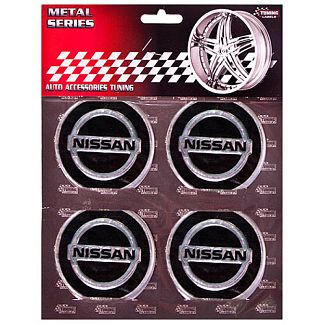 Наклейки на ковпаки D60 мм "NISSAN" чорні VITOL