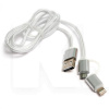 Кабель USB - microUSB/Lightning 2A 2в1 1м серый PowerPlant (KD00AS1290)