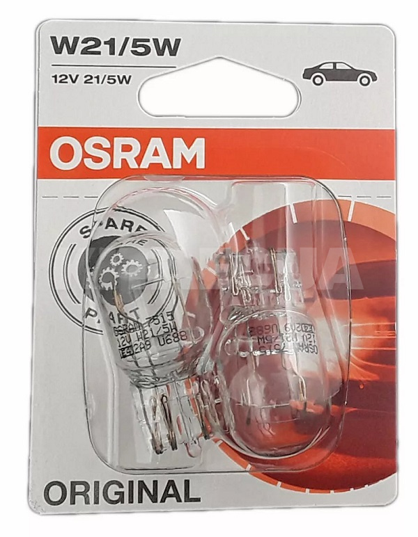 Лампа накаливания W21/5W 21/5W 12V Osram (7515-BLI2-Osram)