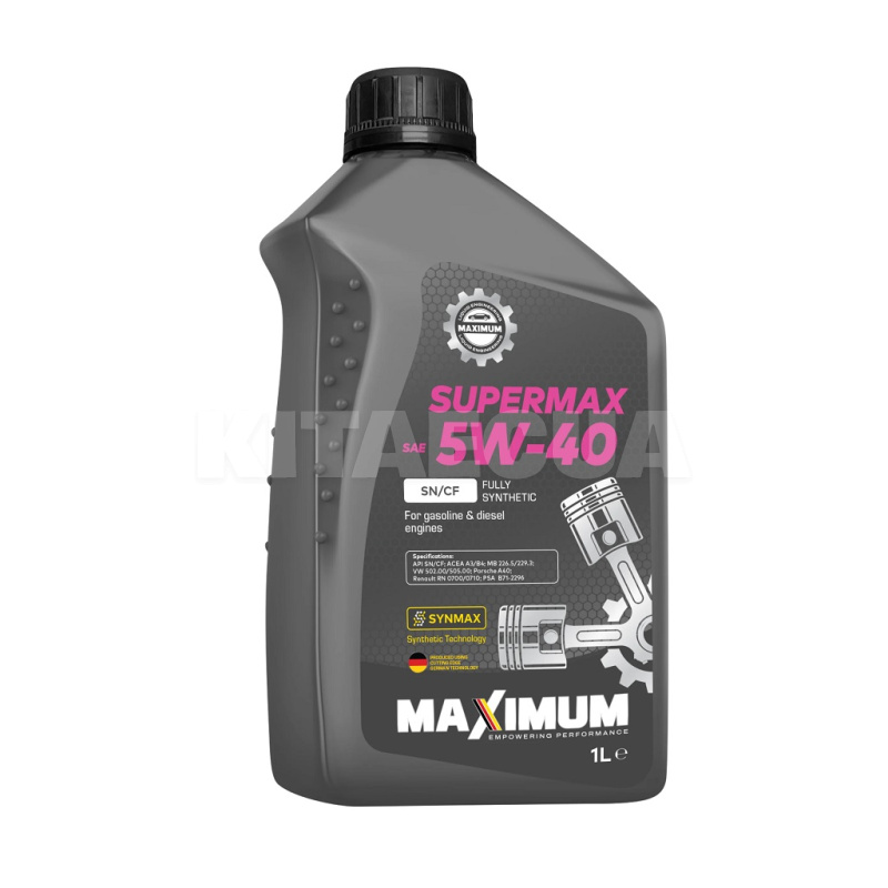 Масло моторне синтетичне 1л 5W-40 SUPERMAX SN/CF MAXIMUM (SUPERMAX 5W40 SN/CF_1л)
