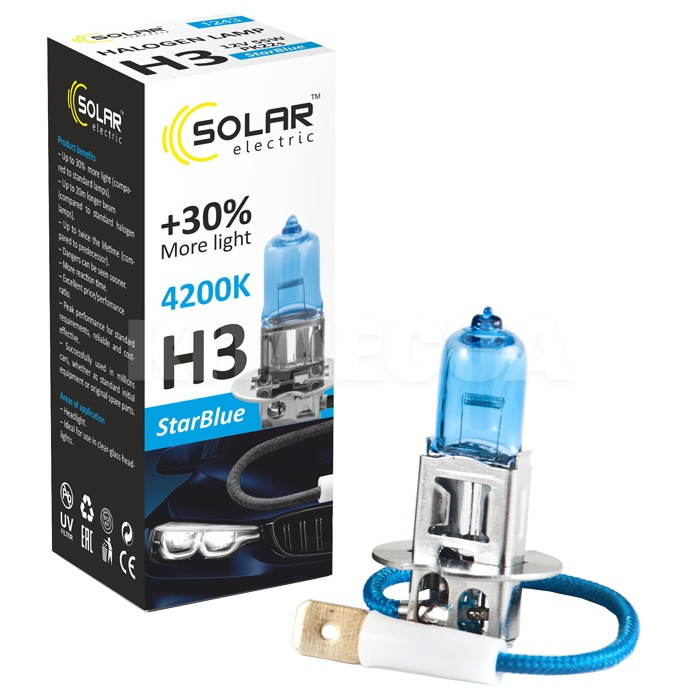 Галогенна лампа H3 55W 12V StarBlue +30% Solar (1243)