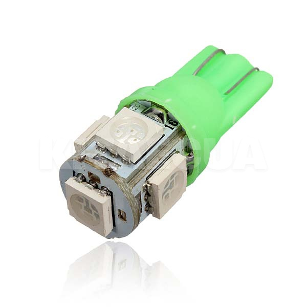 LED лампа для авто W5W T10 SMD (T10-05-5050-GREEN-SMD)