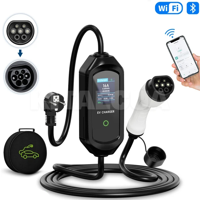 Зарядка для электромобиля Type 2 3.7 кВт 16А 1-фаза Lite Pro Wi-Fi REDAUTO на HYUNDAI Kona Electric (RD-3T2-LP)