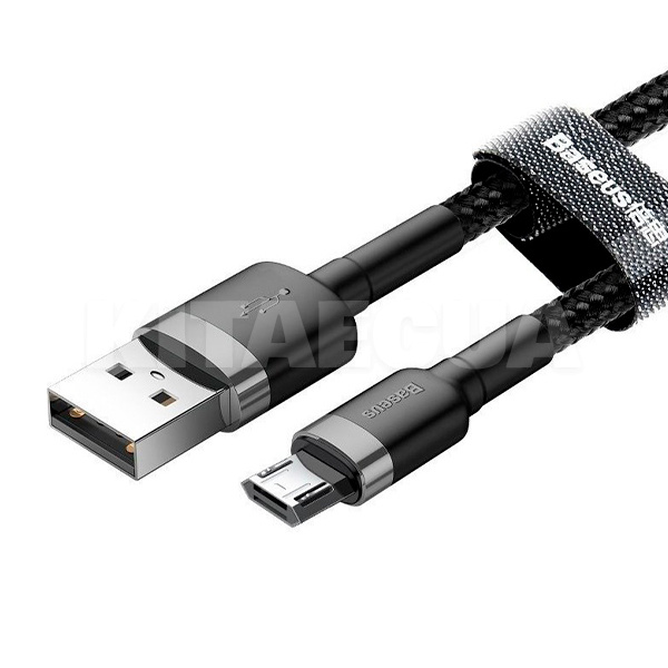 Кабель USB - microUSB Cafule 2.4А 1м серый/черный BASEUS (CAMKLF-BG1) - 3