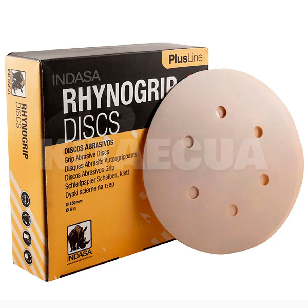 Диск шлифовальный 125 мм P240 6-отверствий Rhynogrip Plus Line (50 шт) INDASA (42718)