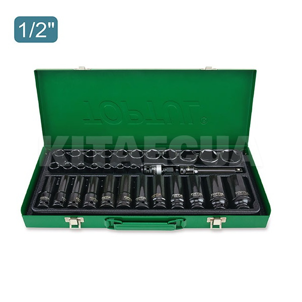 Набор головок ударных корткие + длинные 8-32мм 1/2" 32 предмета TOPTUL (GDAD3201-TOPTUL)