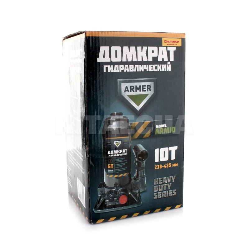 Домкрат гидравлический бутылочный 10т (230-435мм) ARMER (ARM10) - 2