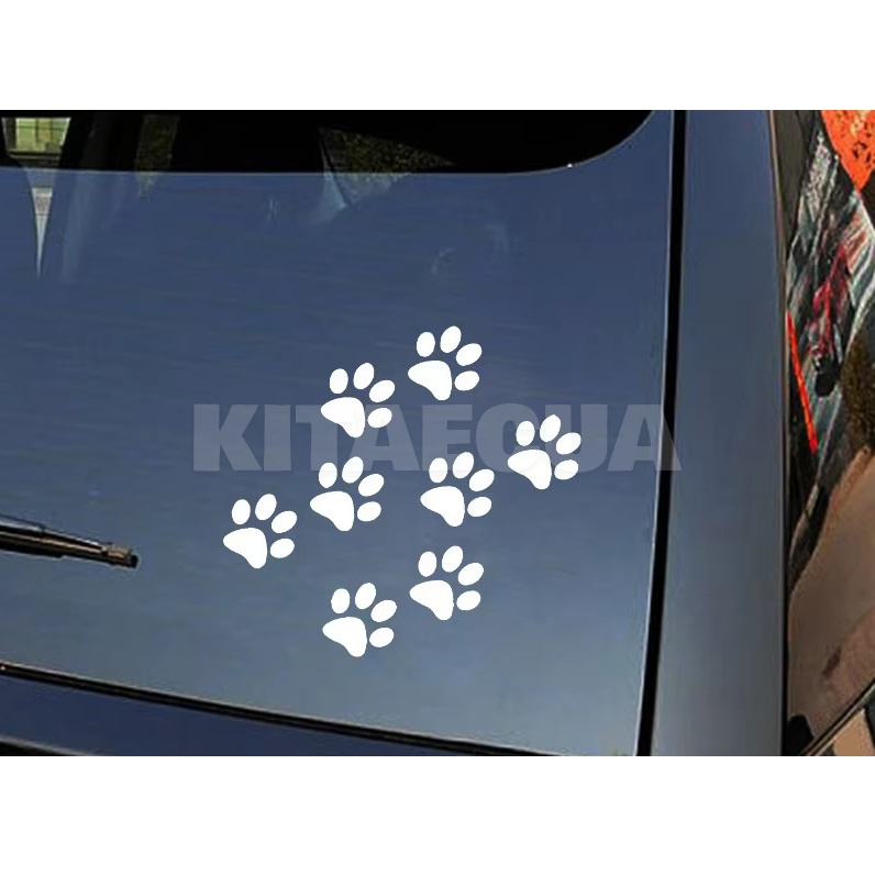 3D-наклейка "Відбиток котячої лапи" біла (8шт.) (Cat-Paw-White-8Pcs) - 2