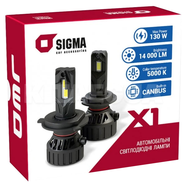 LED лампа для авто X1 H11 65W 5000K SIGMA4car (44764) - 2