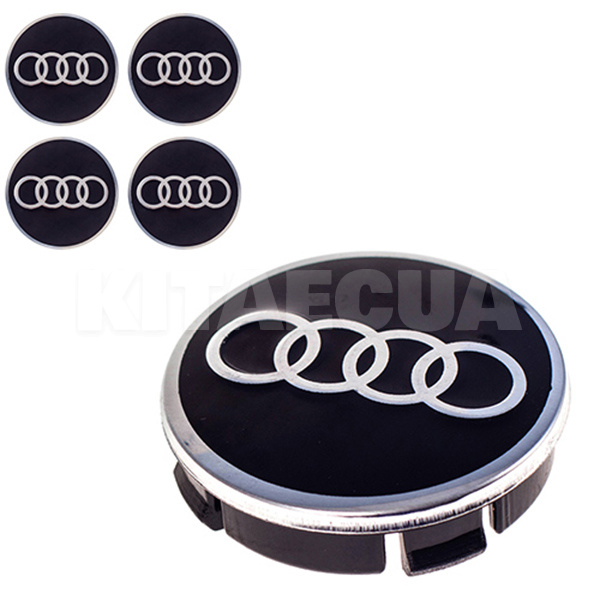 Заглушка колесного диска AUDI 60x55 черный ABS пластик 4шт. (104921)