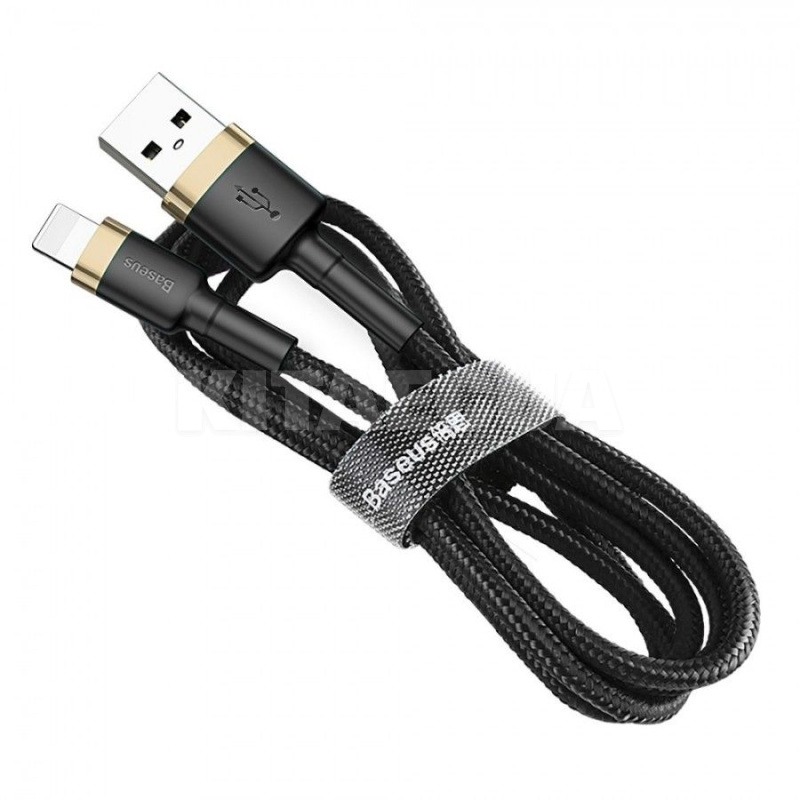 Кабель USB Lightning 2.4A Cafule 1м золотий/чорний BASEUS (CALKLF-BV1)