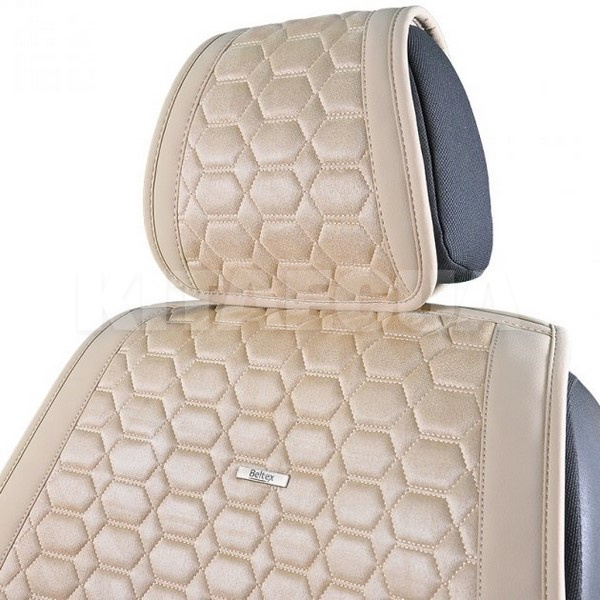 Накидка на передние сиденья бежевая с подголовником 2 шт. Monte Carlo BELTEX (BX81550) - 3