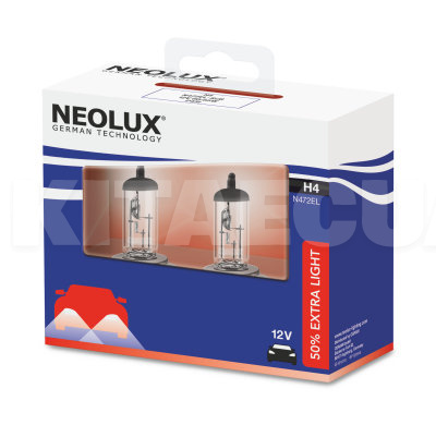 Галогенные лампы H4 60/55W 12V Extra Light +50% комплект NEOLUX (NE N472EL-SCB)
