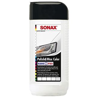 Цветной полироль c воском белый 250мл Polish&Wax Color NanoPro Sonax