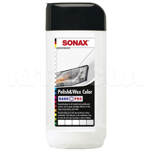 Кольоровий поліроль c воском білий 250мл Polish&Wax Color NanoPro Sonax (296041)