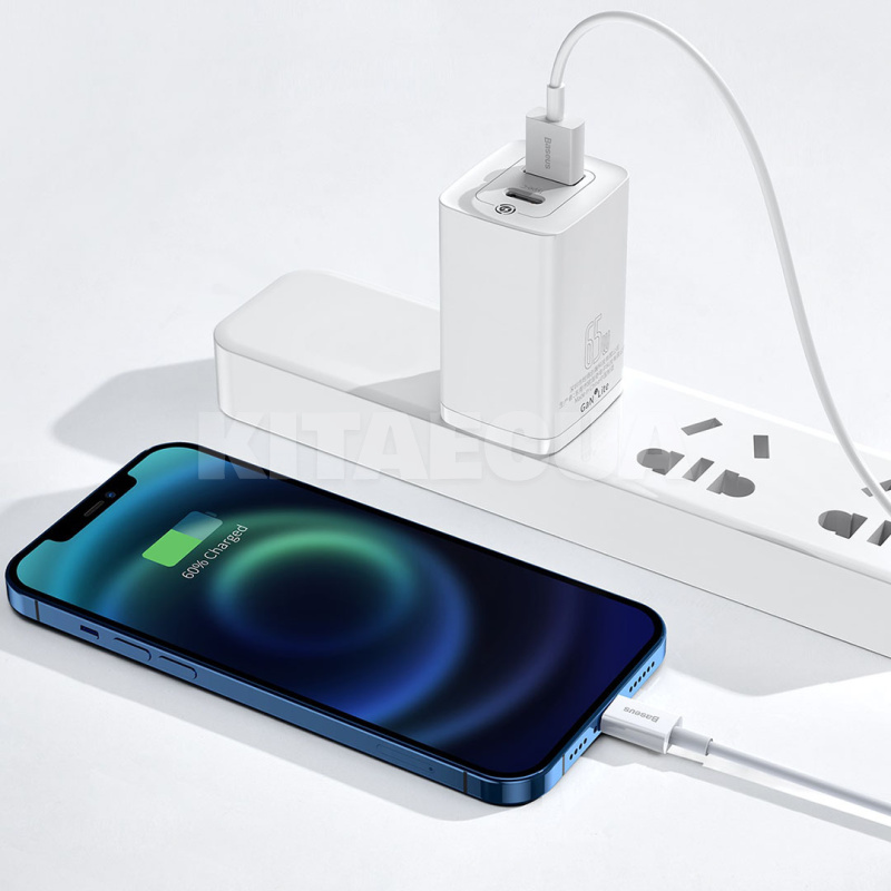 Кабель USB Lightning Dynamic Series Fast Charging 2.4А 480mbps 2м білий BASEUS (CALD000502) - 7