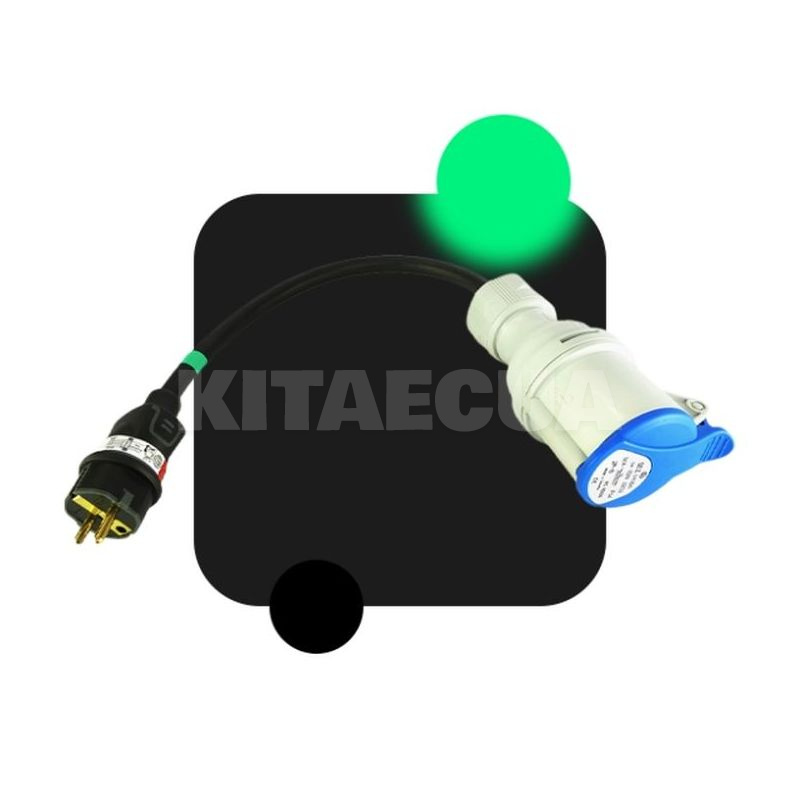 Переходник 3.7 кВт 16А 1-фаза (силовая розетка) - (бытовая вилка) ECOFACTOR (Adapter-3.5 schuko-1)