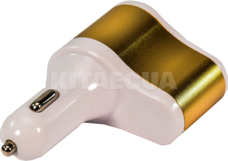 Автомобильное зарядное устройство 2 USB 2.1A + разветвитель Gold/White CC-303 XoKo (CC-303-GDWH-XoKo) - 3