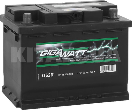 Аккумулятор 60Ач Euro (T1) 242x175x190 с обратной полярностью 540А 60-R GIGAWATT (GW 0185756008)