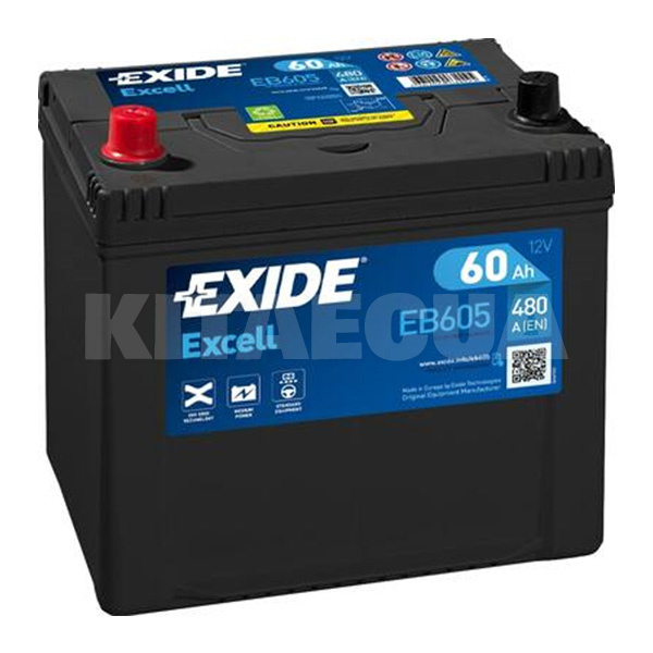 Автомобільний акумулятор EXCELL 60Ач 480А "+" ліворуч EXIDE (EB605)