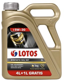 Масло моторное синтетическое 5л 5W-30 SYNTHETIC 504/507 LOTOS