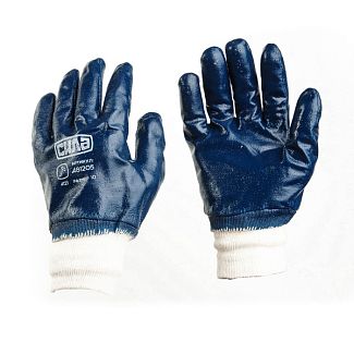 Перчатки рабочие нитриловые синие 10" СИЛА