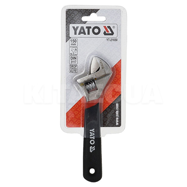 Ключ розвідний 150 мм 0-19 мм з гумовою ручкою YATO (YT-21650) - 2