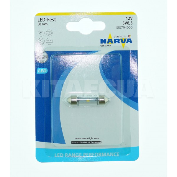 LED лампа для авто Range Performance SV8.5 0.6W 6000К 38mm NARVA (180794000)
