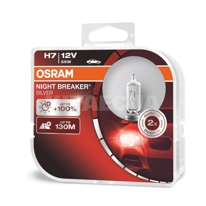 Галогенні лампи H7 55W 12V Night Breaker +100% комплект Osram (OS 64210NBS-HCB)