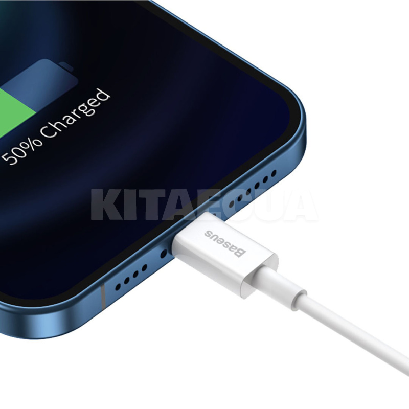 Кабель USB Lightning Dynamic Series Fast Charging 2.4А 480mbps 2м білий BASEUS (CALD000502) - 2