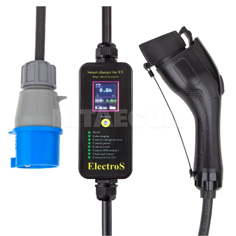 Зарядка для электромобиля 7 кВт 32A 1-фаза Type 1 (американское авто) Max ElectroS (7T1Max)