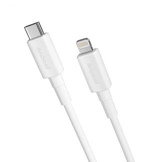 Кабель Type-C - Lightning 20W Small Silicone 1м белый PROOVE