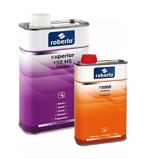 Лак HS глянцевый 1л двухкомпонентный бесцветный Superior 150 + отвердитель P5000 0.5л ROBERLO