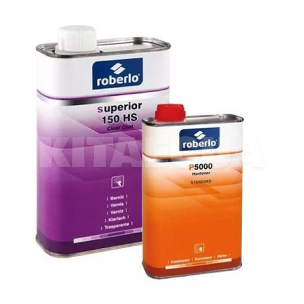 Лак HS глянцевый 1л двухкомпонентный бесцветный Superior 150 + отвердитель P5000 0.5л ROBERLO (00000258879-ROBERLO)