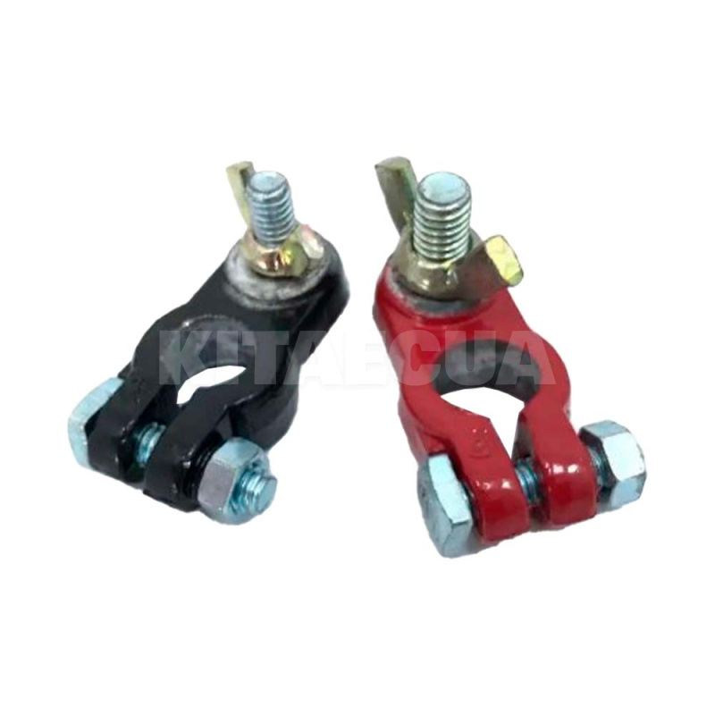 Клеми акумуляторні (-/+) свинцеві болт з баранчиком (комплект) KING COMPANY (K-50015)