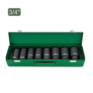 Набор головок ударных длинных 24-38мм 3/4" 8 предметов TOPTUL
