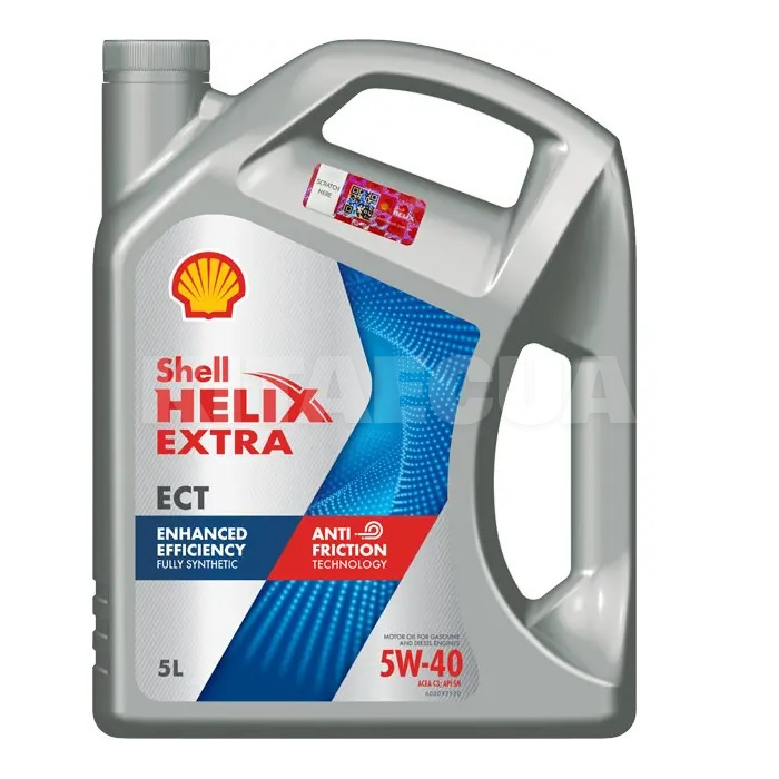 Масло моторное синтетическое 5л 5W-40 Helix Extra ECT SHELL (ТОВ-У514725)